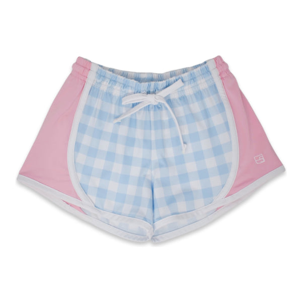 Pre-Order Elise Short - Light Blue Buff Check - Born Childrens Boutique