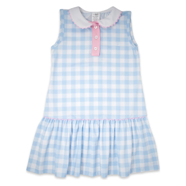 Pre-Order Darla Dropwaist Dress - Light Blue Buffalo Check - Born Childrens Boutique