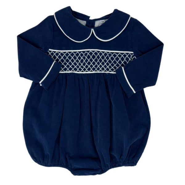 Windsor Boy Bubble LS - Dusty Blue Cord - Born Childrens Boutique