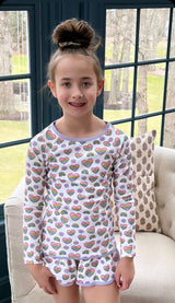 LS Lounge Set w/Shorts Rainbow Heart Pima - Born Childrens Boutique