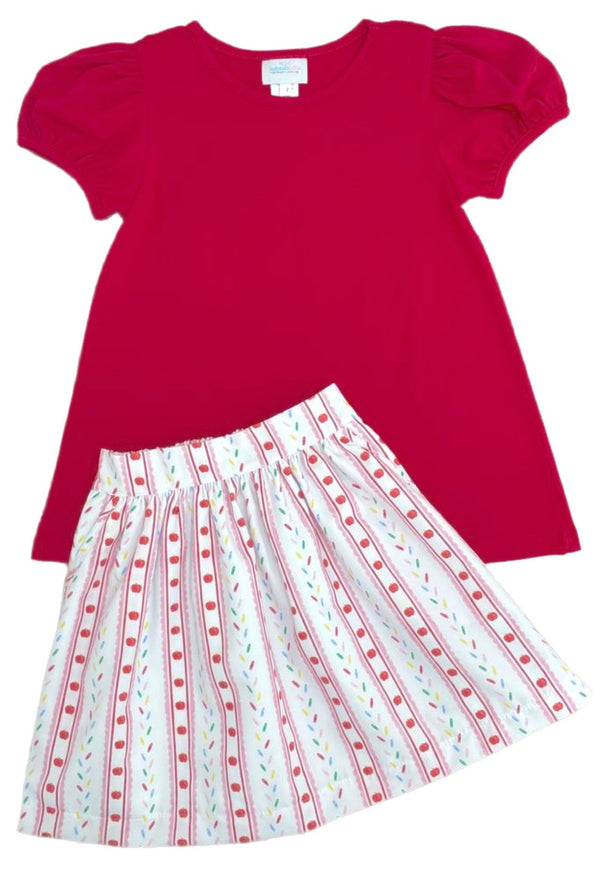 Pre-Order Sally Skirt Set - Back to School Print - Born Childrens Boutique