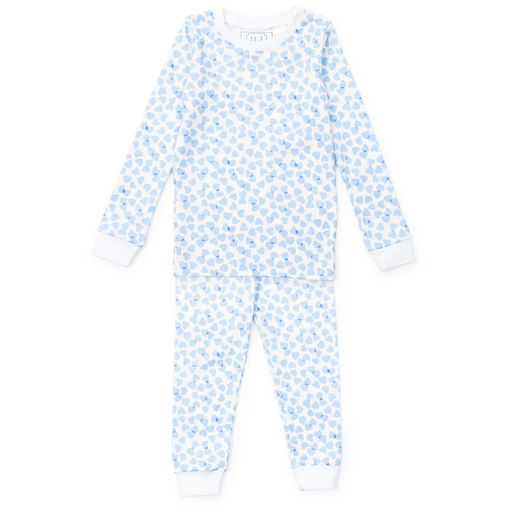 Grayson Pajamas Pant Set - Confetti Heart Blue - Born Childrens Boutique