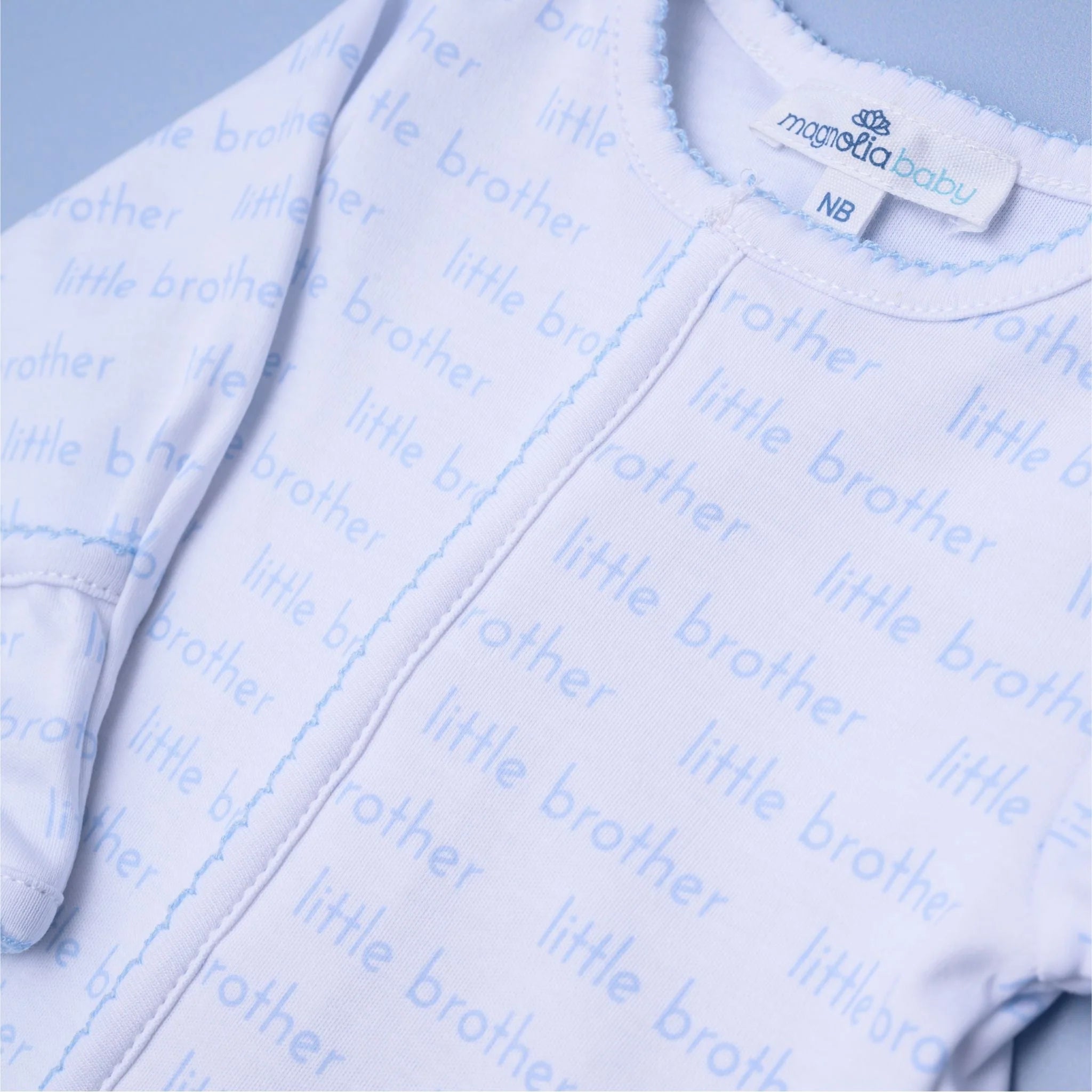 Little Brother Print Zipper Footie - Born Childrens Boutique