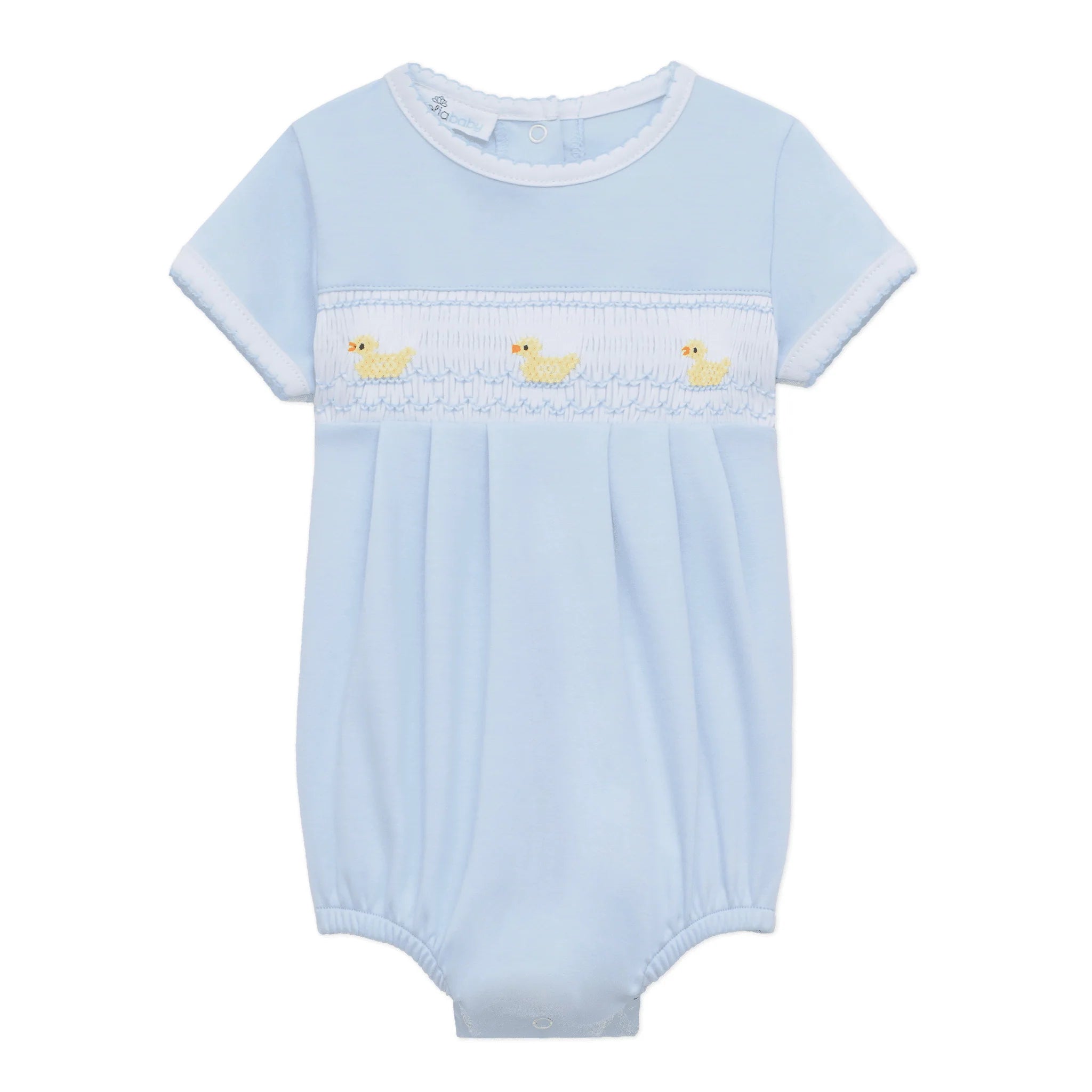 Little Duckling Classic Smocked Bubble Blue - Born Childrens Boutique