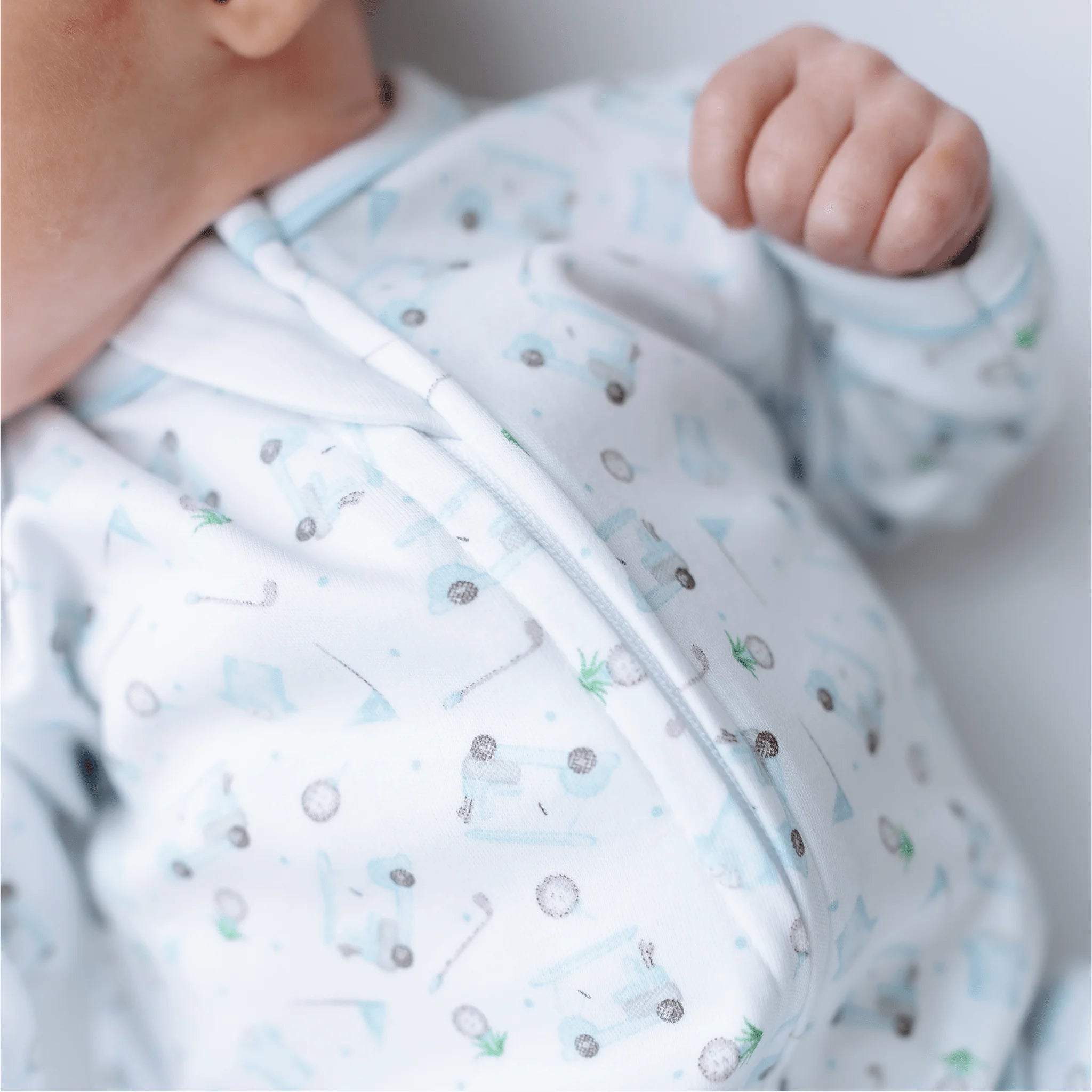 Little Golfer Print Zip Footie - Born Childrens Boutique