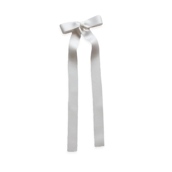 Grosgrain Long Tail Bow 6.5 in, Ivory - Born Childrens Boutique