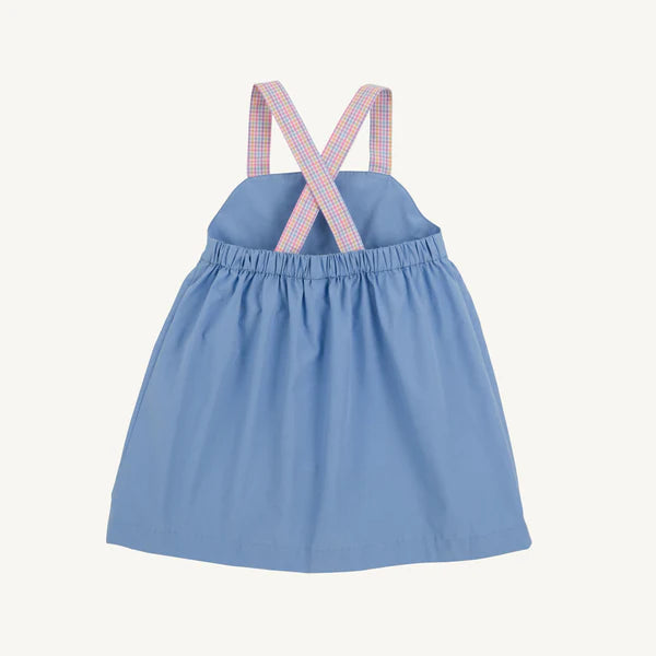 Macy Drew Dress - Park City Periwinkle & Woodstock Park Plaid with Pinwheel - Born Childrens Boutique