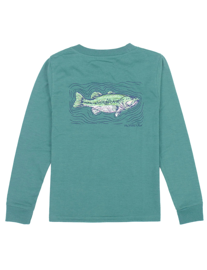 Spotted Bass LS Teal Shirt - Born Childrens Boutique