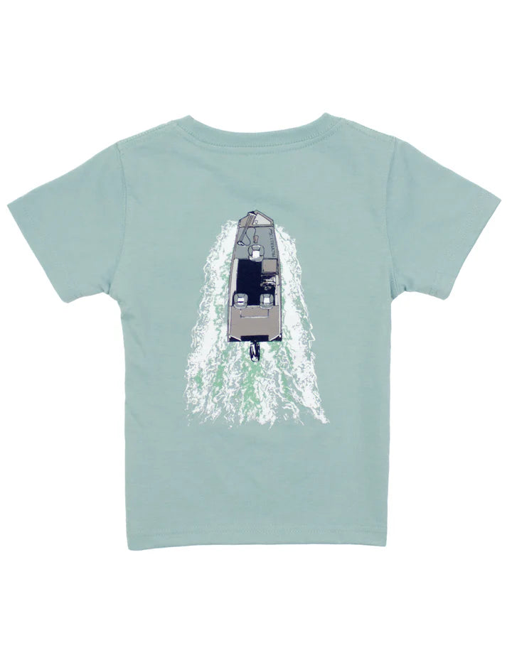 Boys on the Water SS Marine Mist Shirt - Born Childrens Boutique