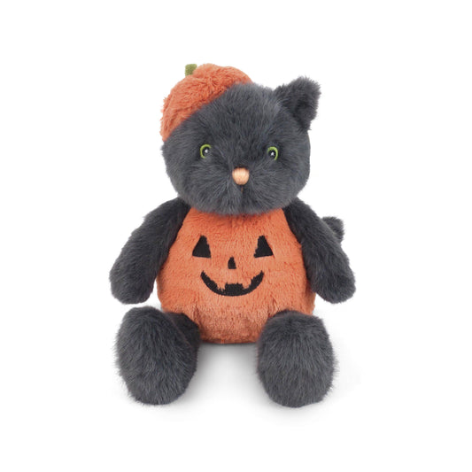 Mon Ami Pumpkin Kitty Halloween plush with jack-o-lantern body and pumpkin hat