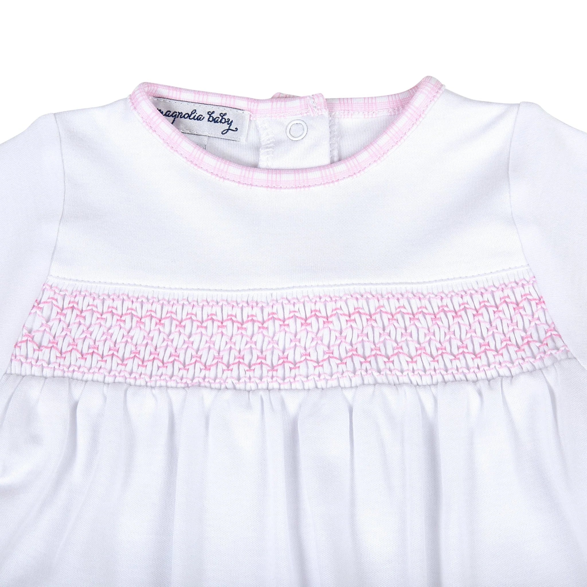 New Beginnings Pink Smocked Footie - Born Childrens Boutique