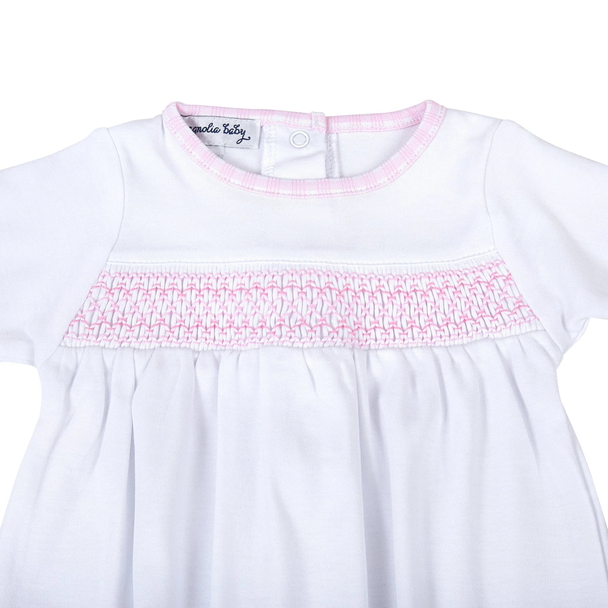 New Beginnings Smocked Gathered Gown - Born Childrens Boutique