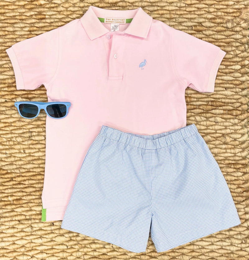 Prim & Proper Polo Palm Beach Pink With Buckhead Blue Stork - Born Childrens Boutique