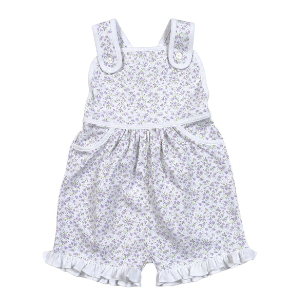 Baby Loren Leyla Purple Floral Overall - Born Childrens Boutique