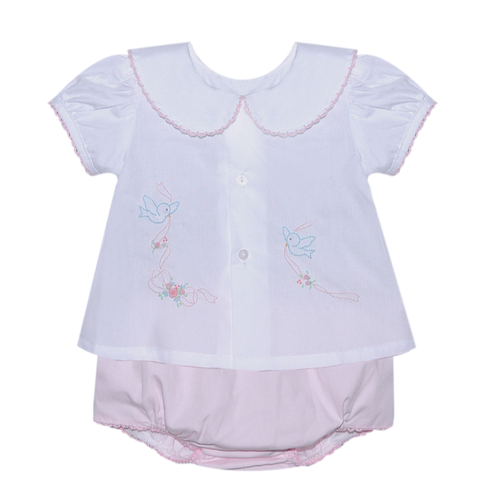 Avery Diaper Set - Birds w/ Bows - Born Childrens Boutique
