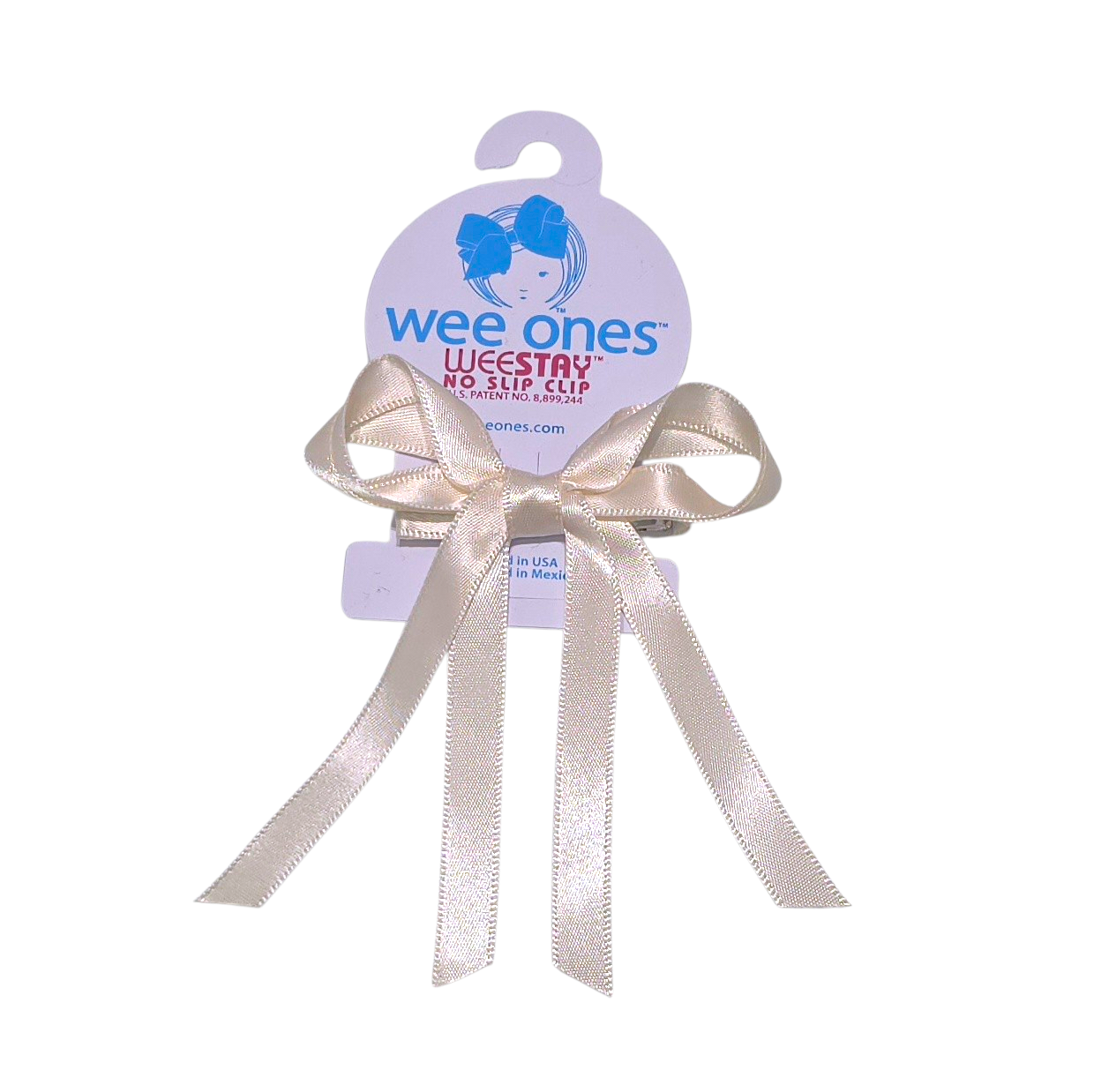 Double Satin Ecru Streamer Bow - Born Childrens Boutique