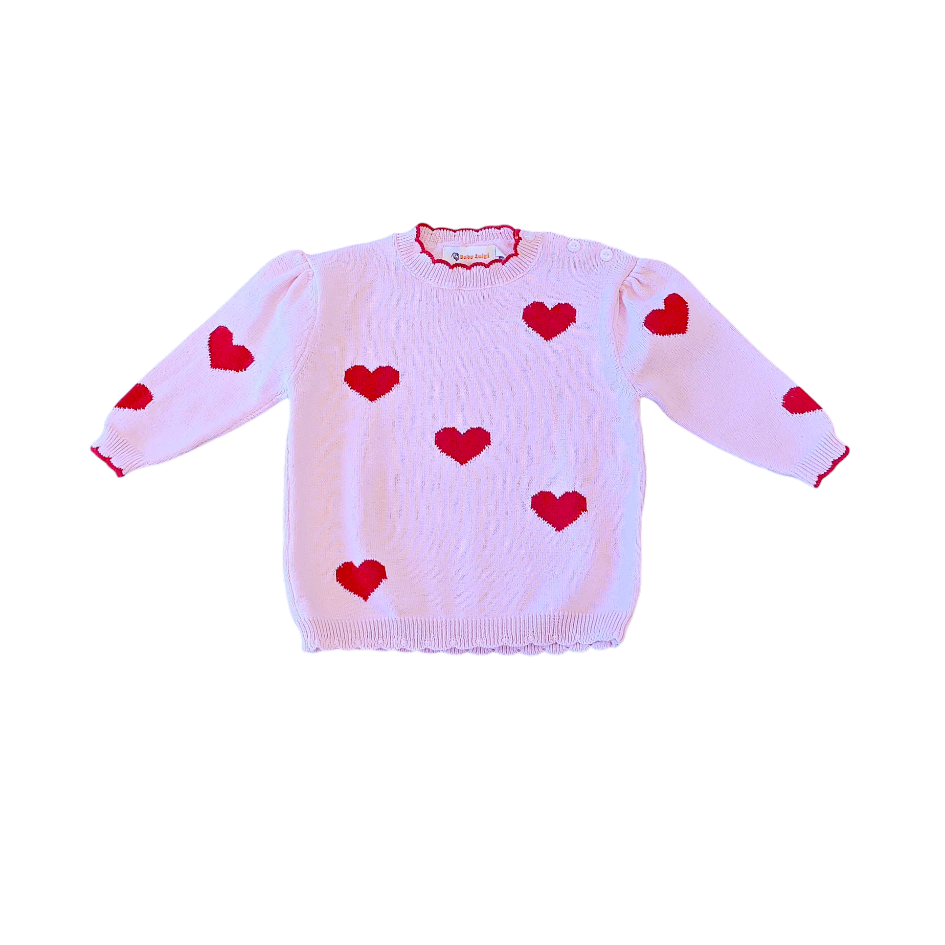 Fine Gauge  Scallop Heart Sweater - Born Childrens Boutique