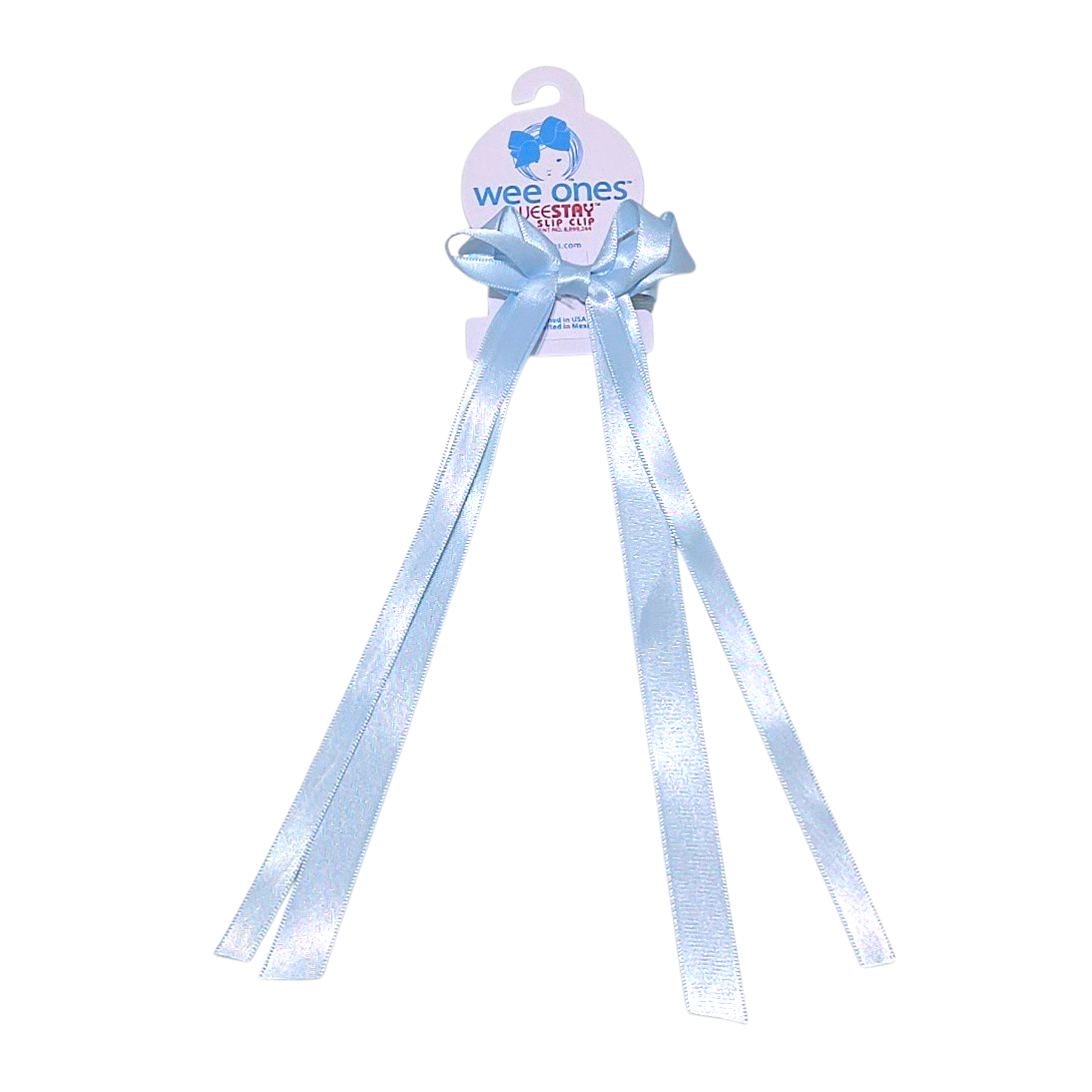 Double Satin Light Blue Streamer Bow - Born Childrens Boutique