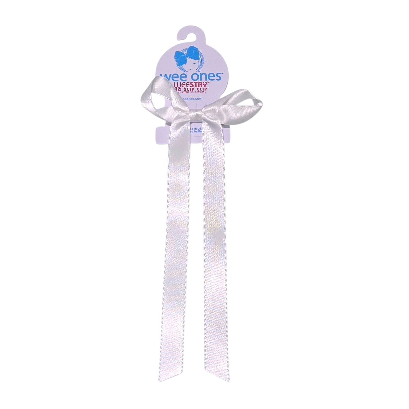 Double Satin White Streamer Bow - Born Childrens Boutique