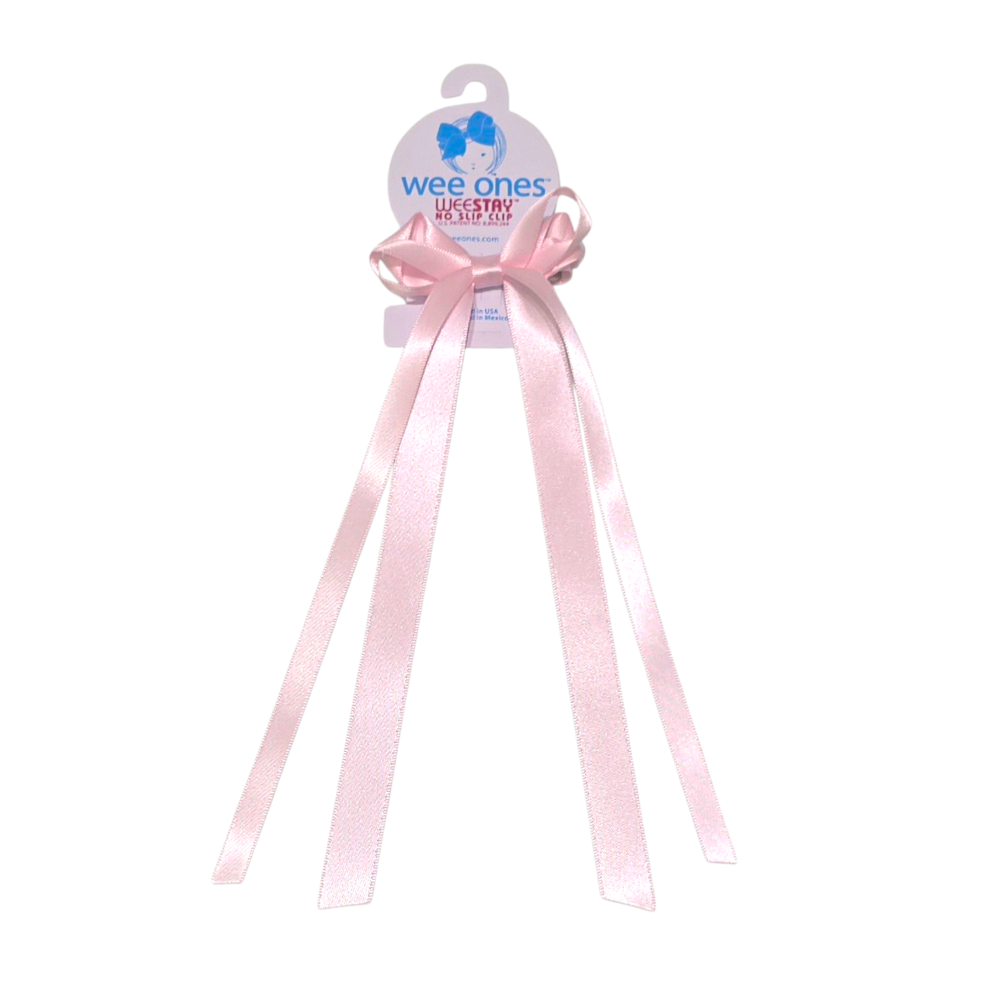 Double Satin Light Pink Streamer Bow - Born Childrens Boutique