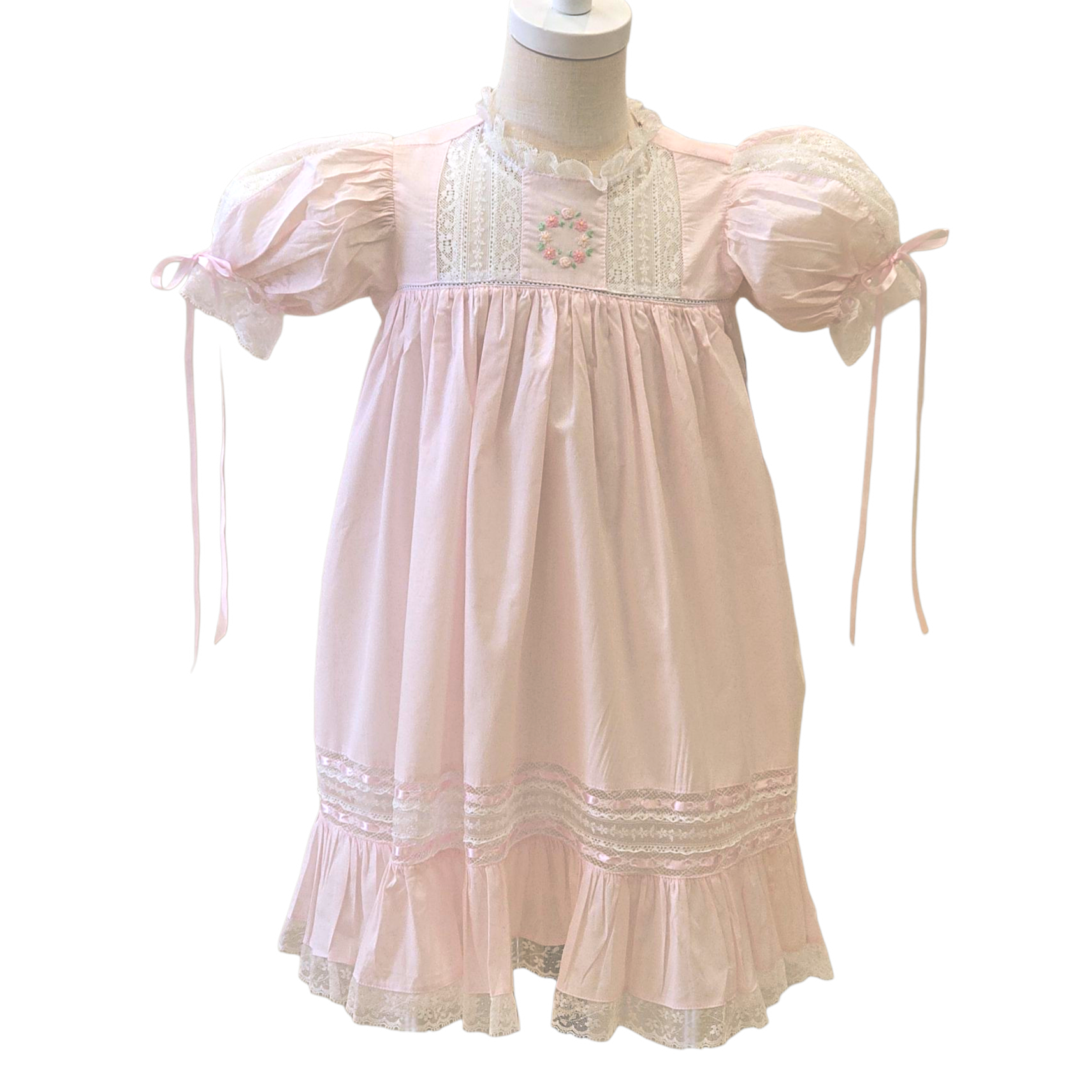 Savannah Dress Pink with White Lace - Born Childrens Boutique
