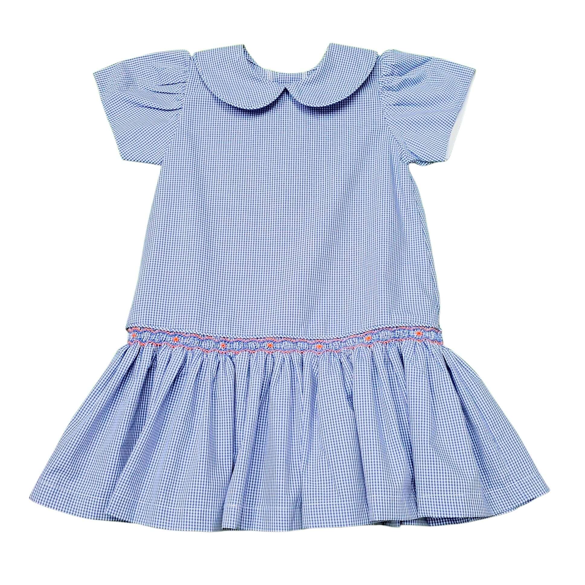 Tiger Navy/Orange Smocked Dress - Born Childrens Boutique