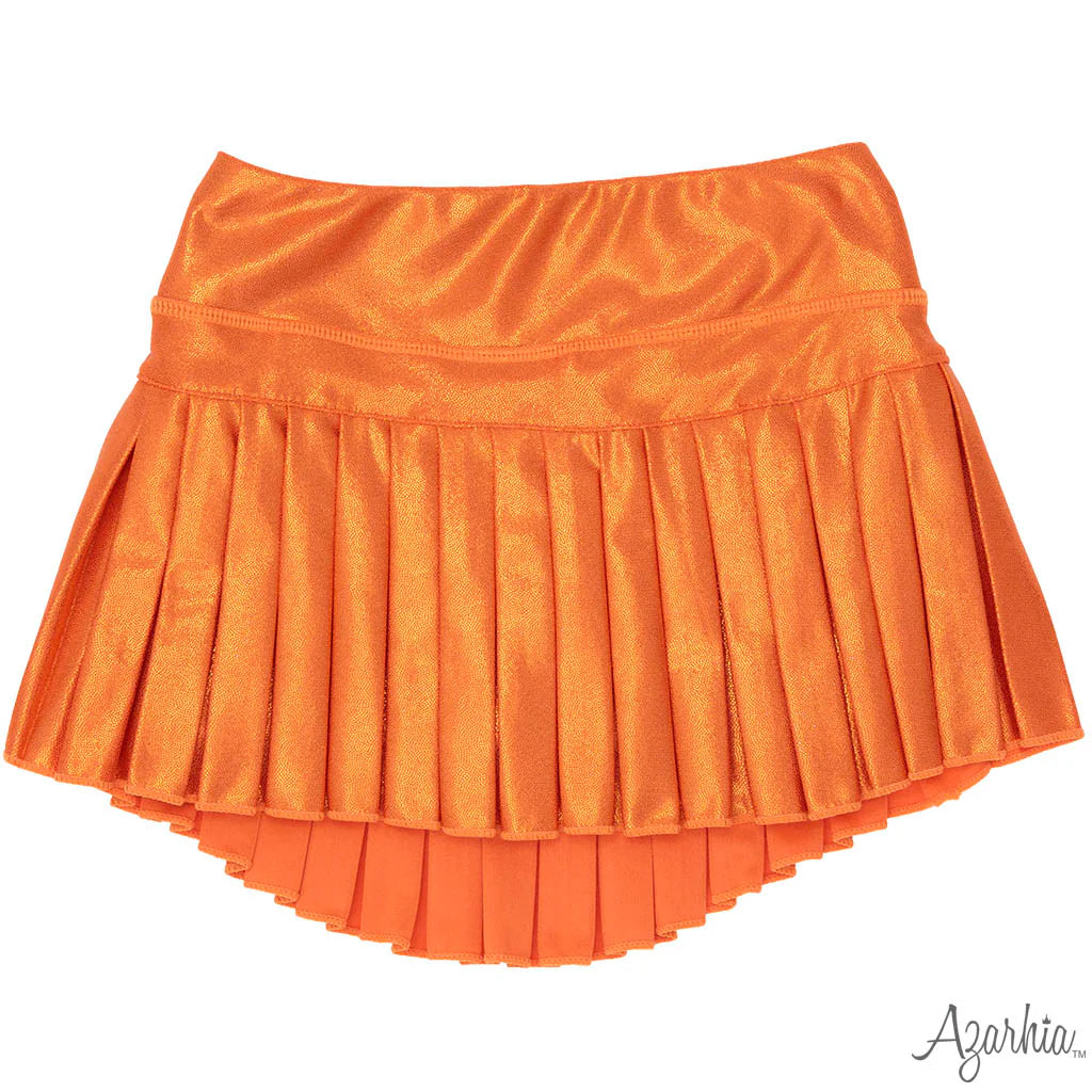 Mini Pleated Skort in Orange Shimmer - Born Childrens Boutique