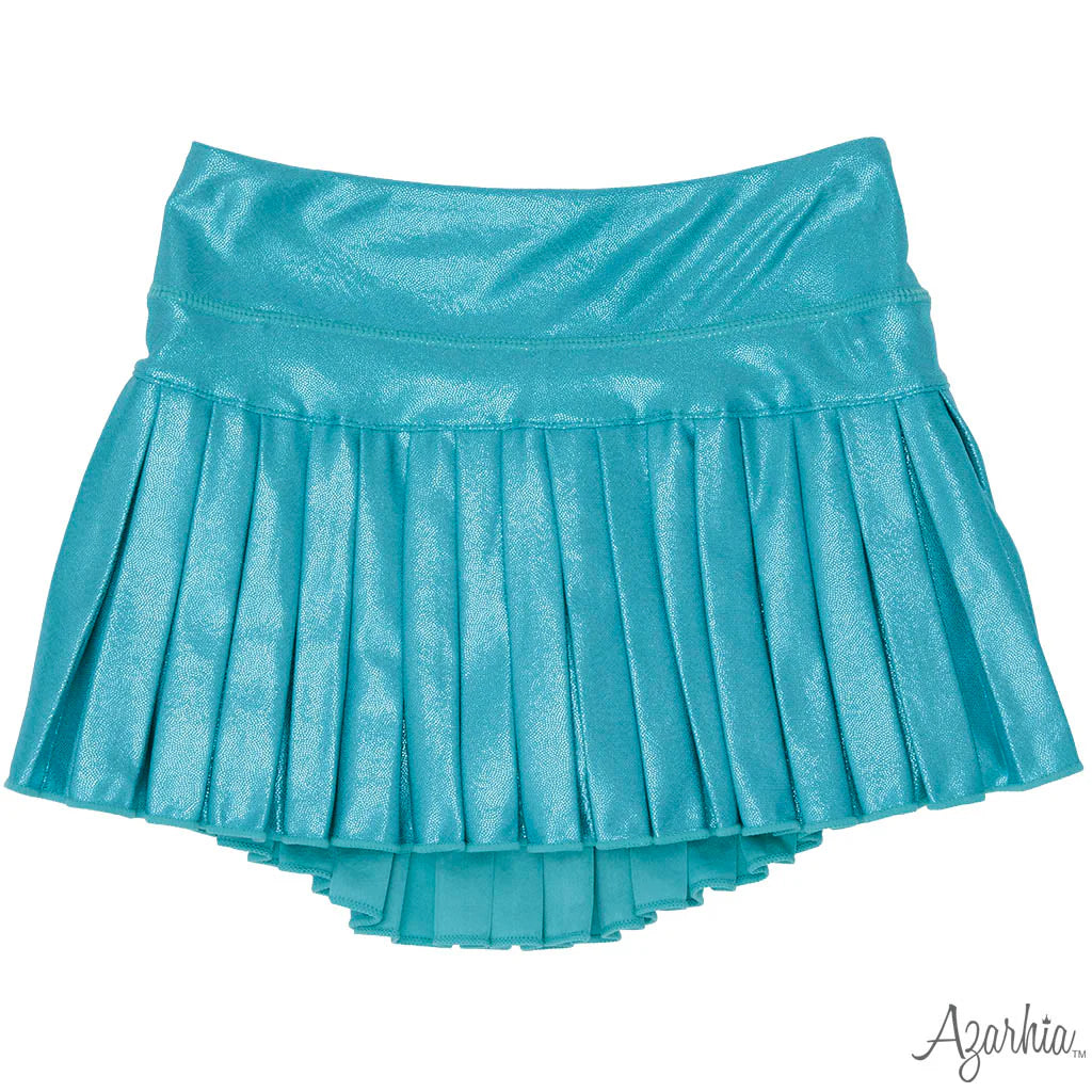 Mini Pleated Skort in Turquoise Shimmer - Born Childrens Boutique