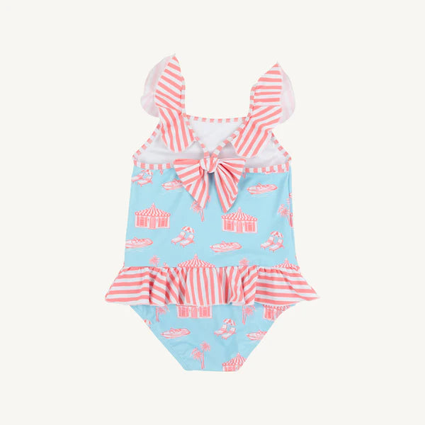 St. Lucia Swimsuit - Parrot Cay Canopy with Parrot Cay Coral Stripe - Born Childrens Boutique