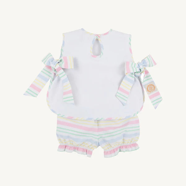 Talbott Tie Side - Worth Avenue White & San Antonio Stripe with Cat Applique - Born Childrens Boutique