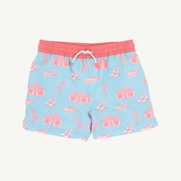 Tortola Swim Trunks -  Parrot Cay Canopy with Parrot Cay Coral - Born Childrens Boutique