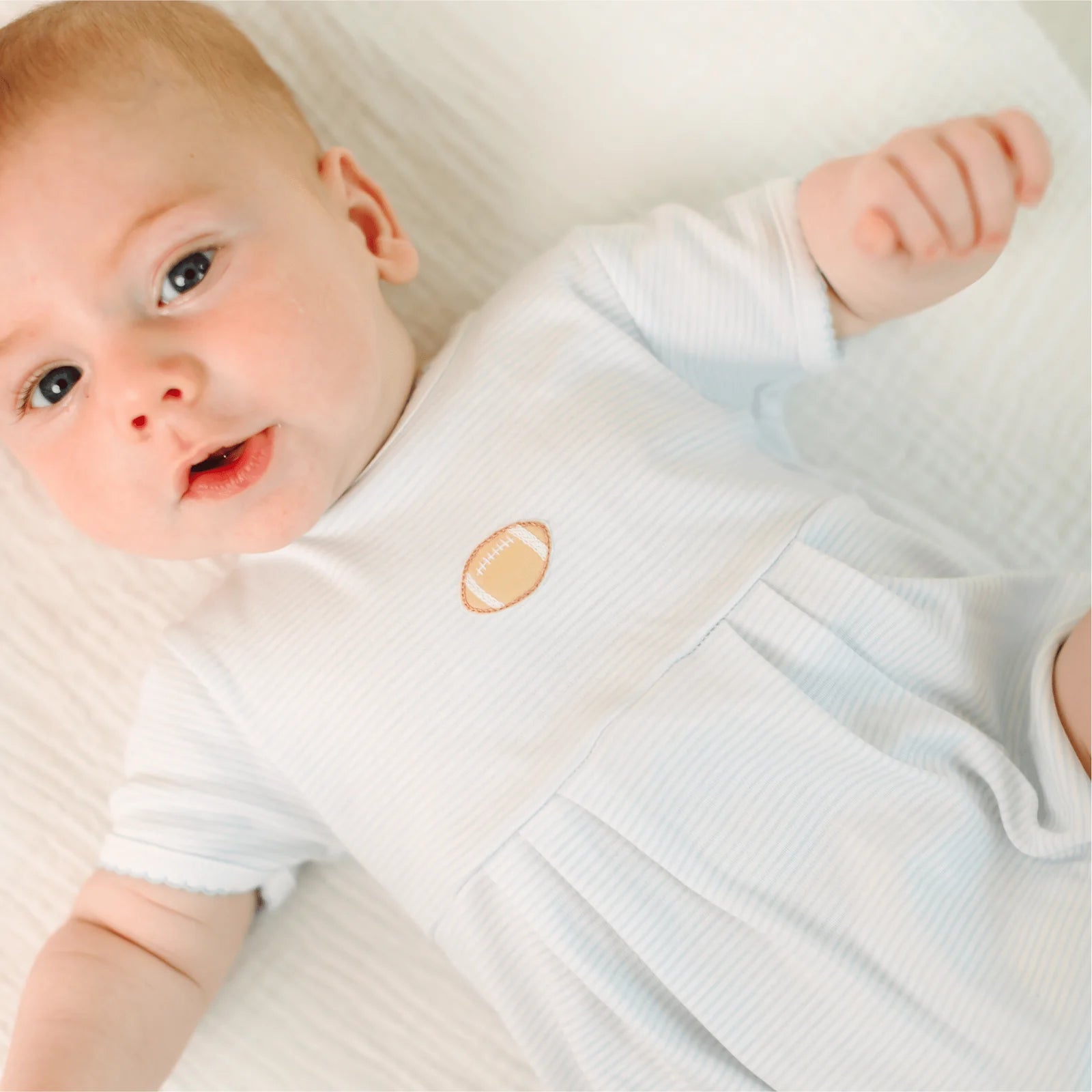 Touchdown Cutie Emb SS Bubble Light Blue - Born Childrens Boutique