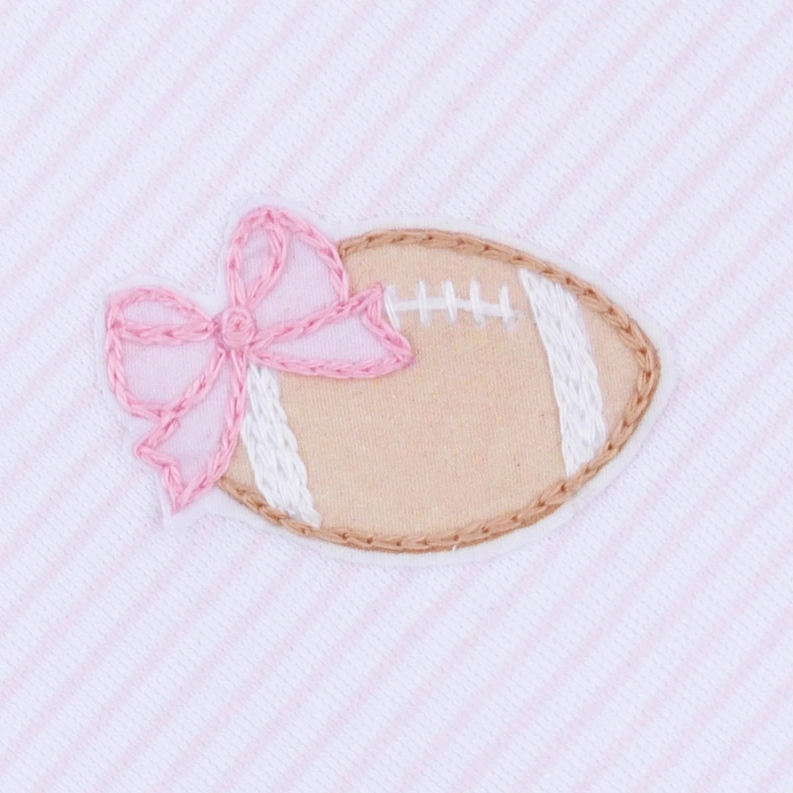 Touchdown Cutie Emb Ruffle Zipper Footie Light Pink - Born Childrens Boutique