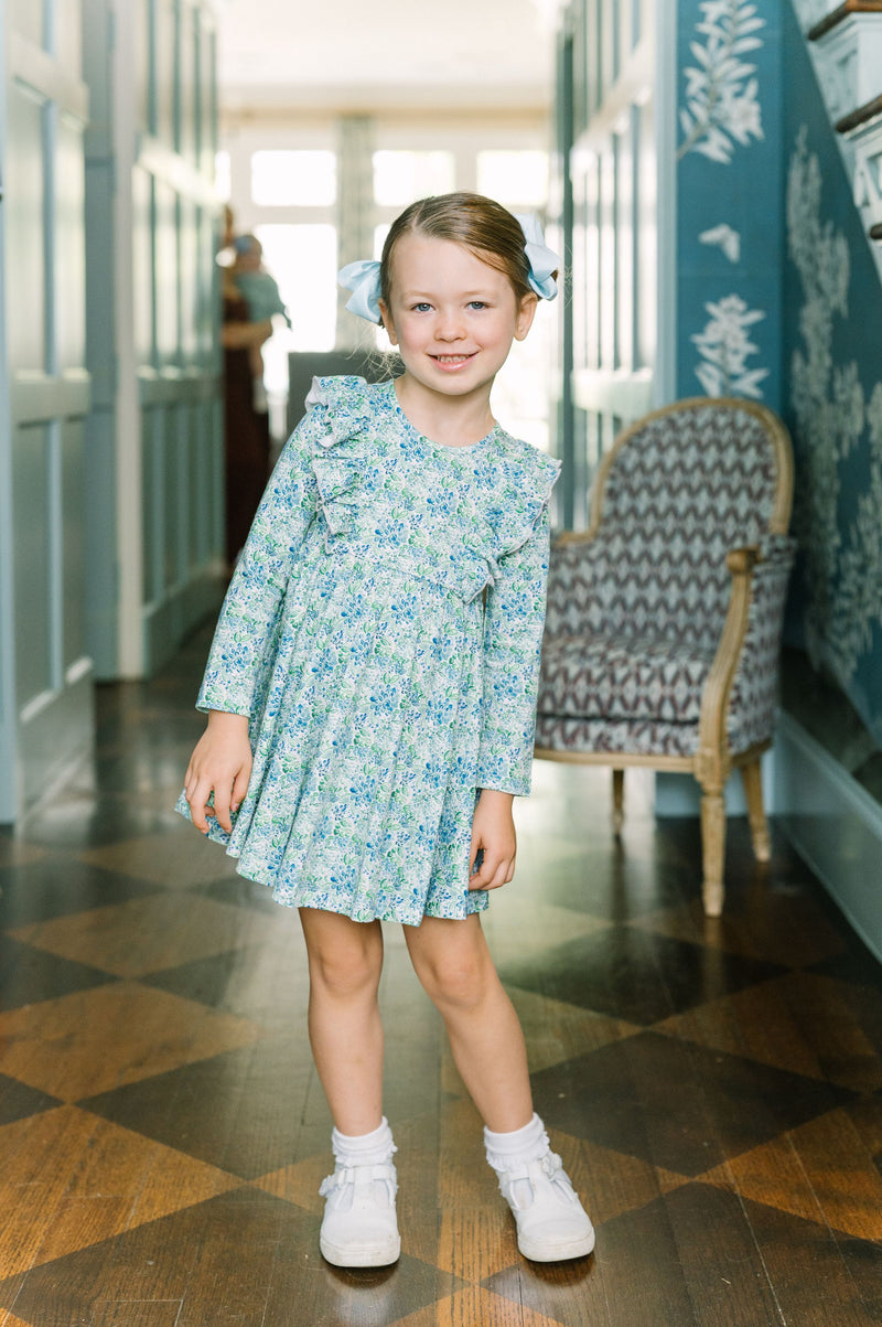 Pre-Order Blue Aster Twirl Dress - Born Childrens Boutique