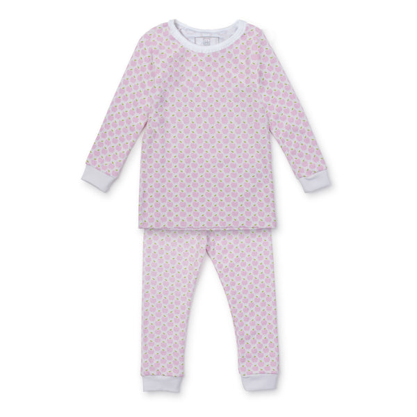 Ava Pajama Set Pink Apples - Born Childrens Boutique