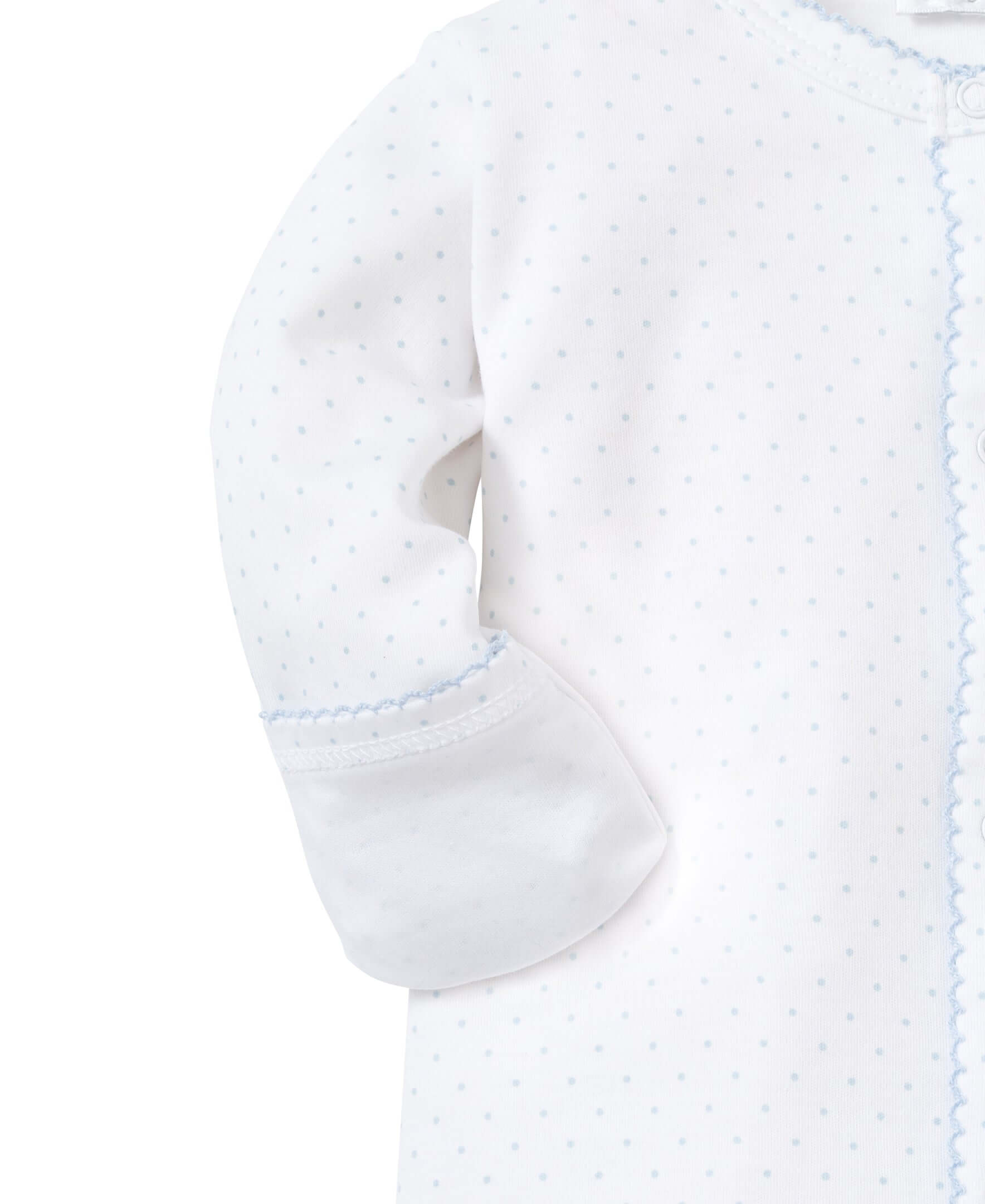 Light Blue Dots Print Footie - Born Childrens Boutique
