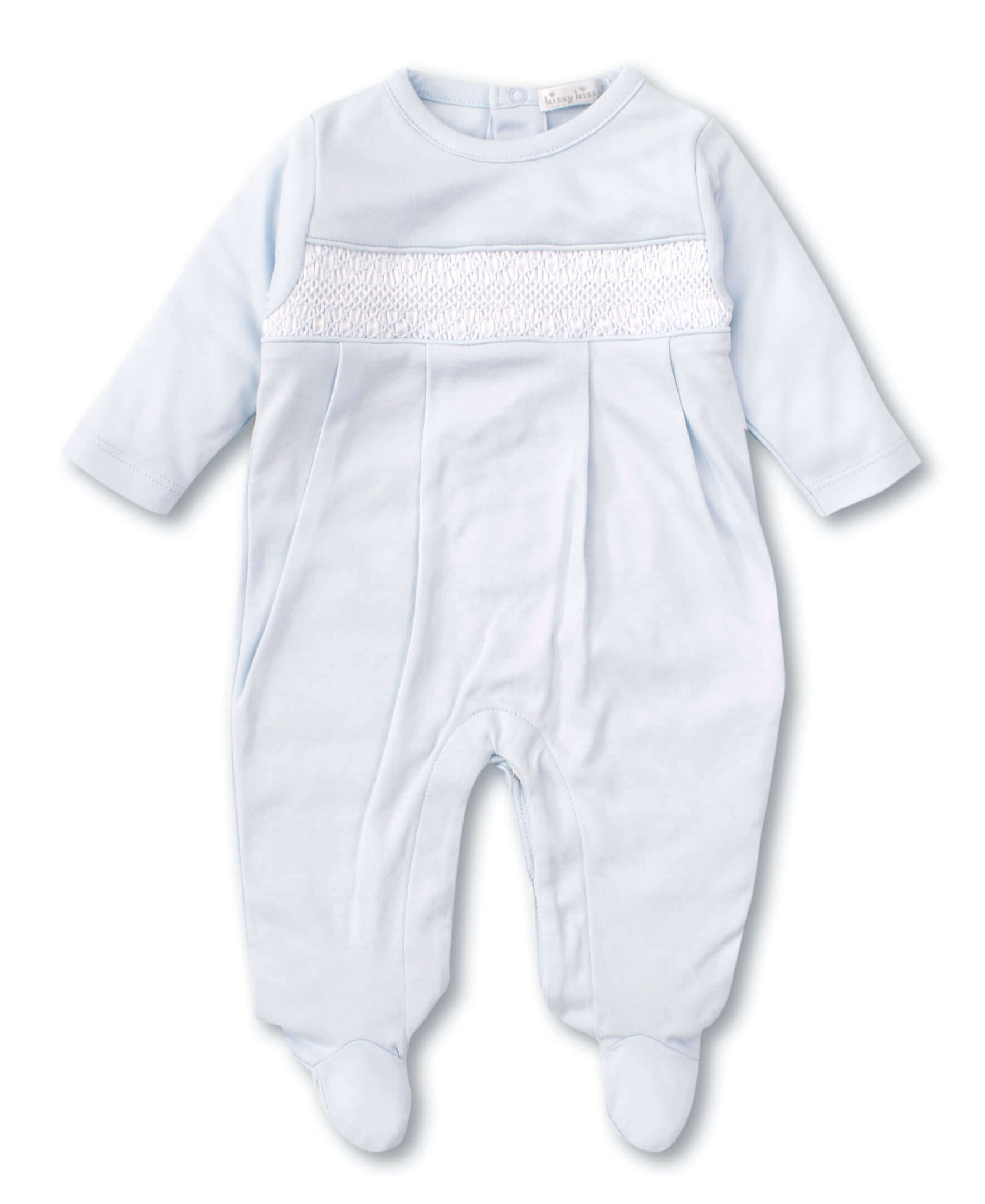 Charmed Blue Smocked Footie - Born Childrens Boutique