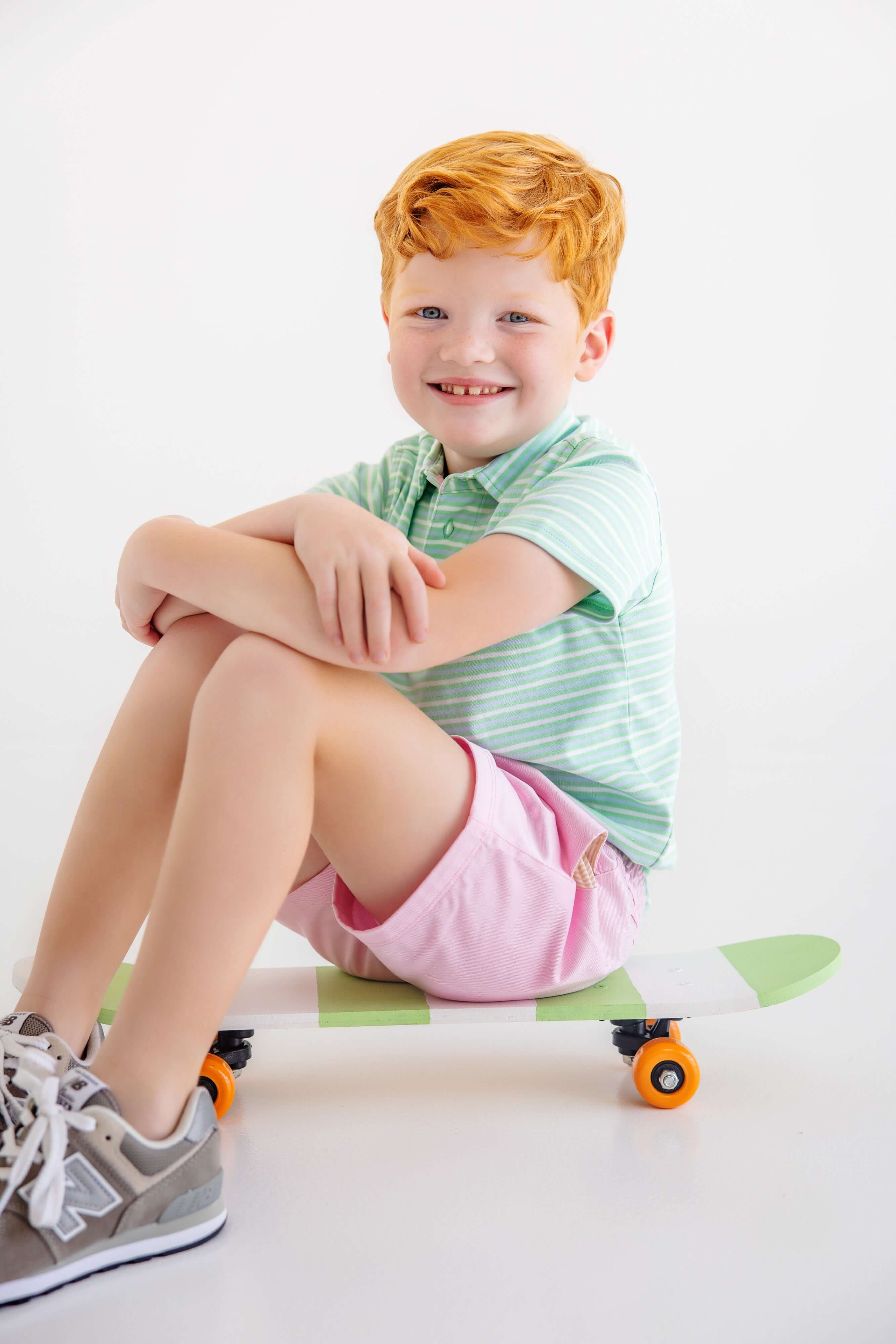 Prim and Proper SS Polo - Sumner County Stripe (Grace Bay Green)/Multicolor - Born Childrens Boutique