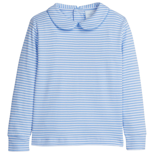 Striped Peter Pan Shirt - Light Blue - Born Childrens Boutique