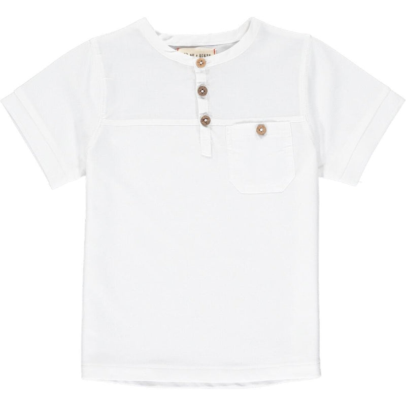 Boardwalk White Pique Henley - Born Childrens Boutique