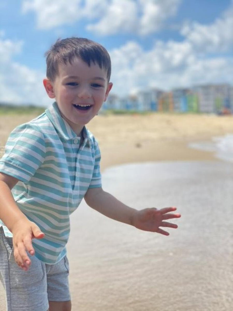 Flagstaff Mint/White Stripe Polo - Born Childrens Boutique