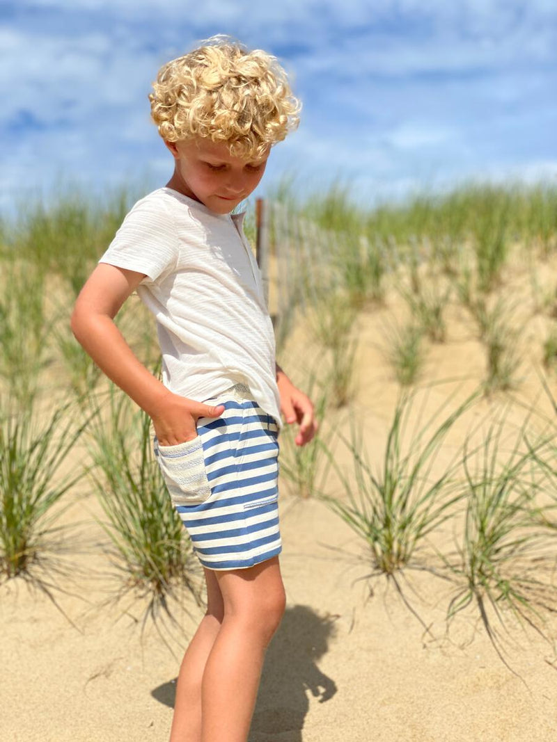 Bluepeter China Blue Stripe Jersey Short - Born Childrens Boutique
