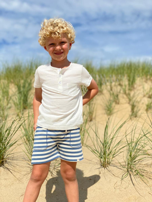 Bluepeter China Blue Stripe Jersey Short - Born Childrens Boutique