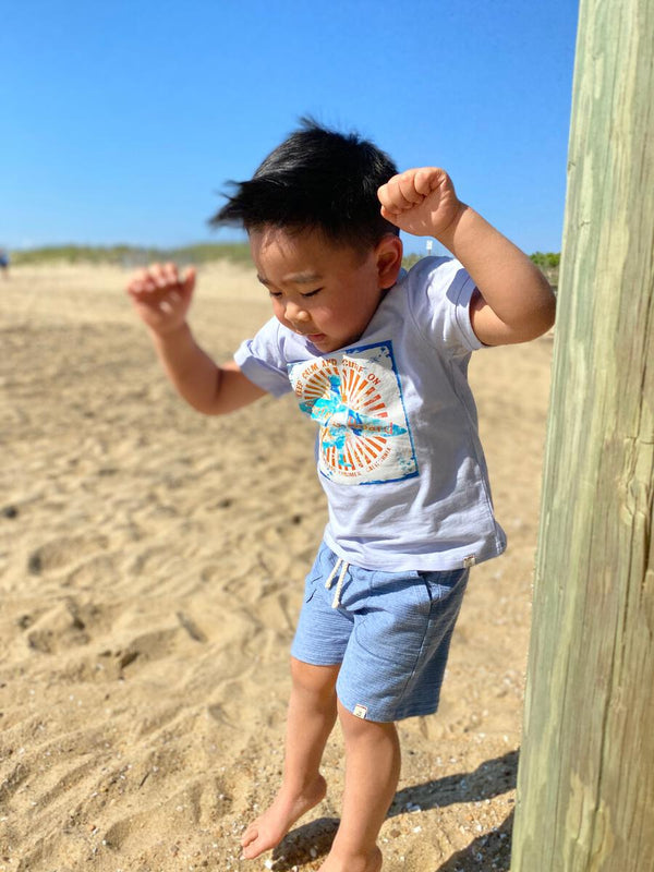 Bluepeter Blue Ribbed Shorts - Born Childrens Boutique