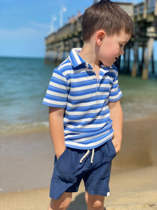 Bluepeter Navy Ribbed Shorts - Born Childrens Boutique
