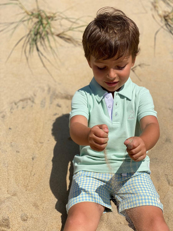 Marina Turn-Up Lemon/Blue Plaid Shorts - Born Childrens Boutique