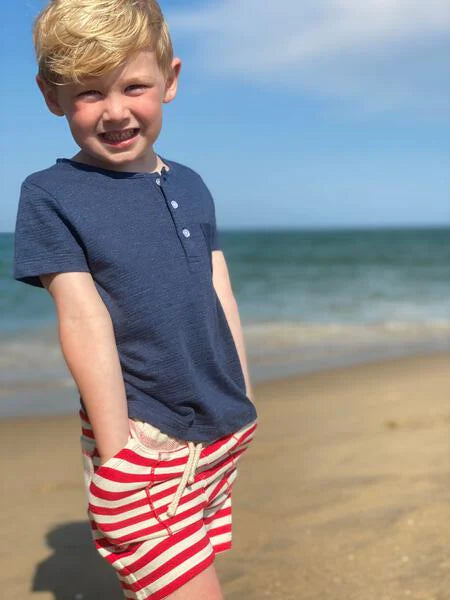 Bluepeter Red Stripe Jersey Shorts - Born Childrens Boutique