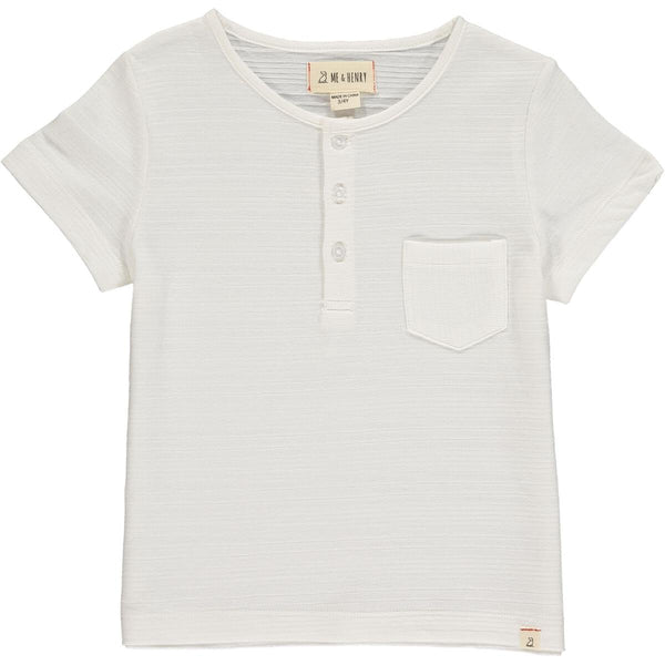 Dodger White Ribbed Henley - Born Childrens Boutique