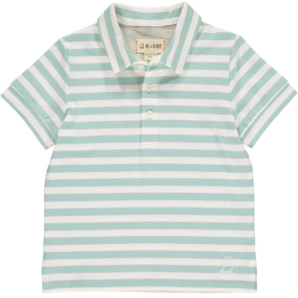 Flagstaff Mint/White Stripe Polo - Born Childrens Boutique