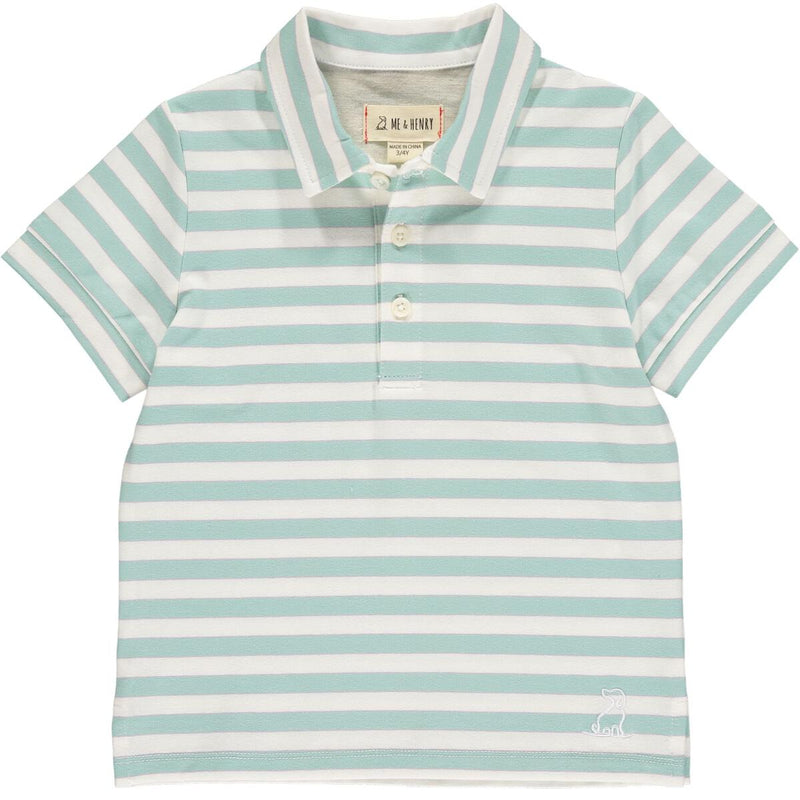 Flagstaff Mint/White Stripe Polo - Born Childrens Boutique